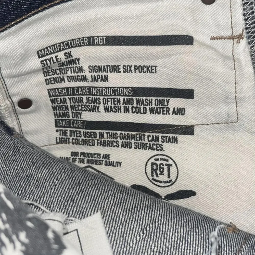 Rogue Territory Men's Signature Six Pockets Skinny Jeans Dark Wash Blue Size 28